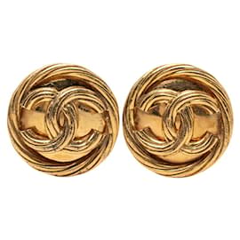 Pendientes de clip redondos Chanel Coco Mark Vintage