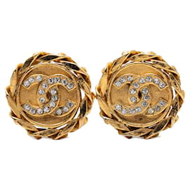 Pendientes de clip redondos con motivo de cadena Coco Mark Chanel