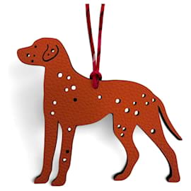 Hermes Petit H Leather Rose Etoupe Dog Dalmatian Bag Charm - Hermès