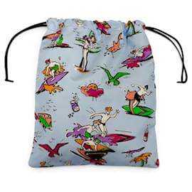 Prada 1NK001 Triangle Logo Surfing Print Kordelzug-Beutel