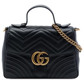 Gucci Black Small GG Marmont Matelasse Leder Handtasche
