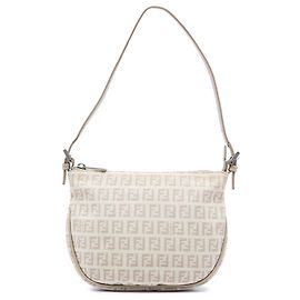 Bolsa de ombro Fendi em lona Zucchino bege