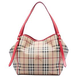 Borsa Tote Canterbury in tela rivestita Burberry Beige Small Haymarket Check