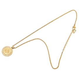 Collana con pendente a medaglione Dior Gold placcato oro e strass