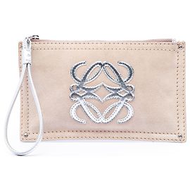 Clutch LOEWE in scamosciato beige con Anagram