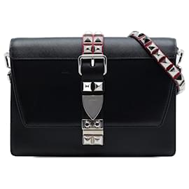 Borsa a tracolla Elektra in pelle di vitello nera e Saffiano con borchie Prada