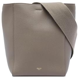 Céline Celine Borsa a secchiello Seau Sangle in pelle di vitello a grana morbida marrone Small