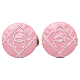 Orecchini Chanel Pink CC placcati oro ed smalto a clip