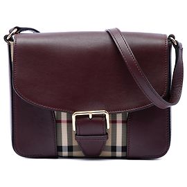 Burberry Red Small Haymarket Check Nylon and Leather Dickens Crossbody