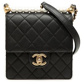 Chanel Black Small Lambskin Chic Pearls Flap