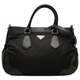 Borsa Tessuto di Prada con bordi in pelle nera