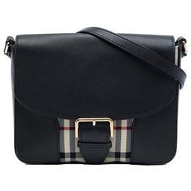 Burberry Black Small Haymarket Check Nylon et Cuir Dickens Crossbody