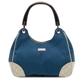 Bolso de hombro Colbert en lona con ribete Guccissima azul de Gucci