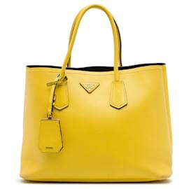 Prada Borsa Double Saffiano Cuir Gialla Medium