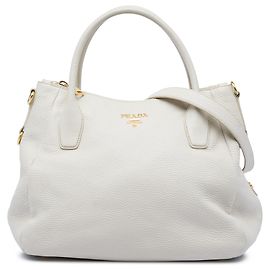 Bolso Tote Convertible con Cremallera Prada Gray Vitello Daino