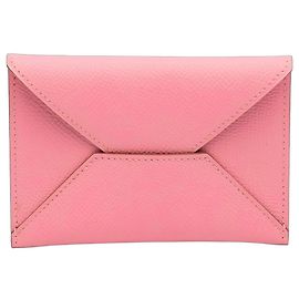 Tarjetero sobre Hermès en piel Epsom rosa MM