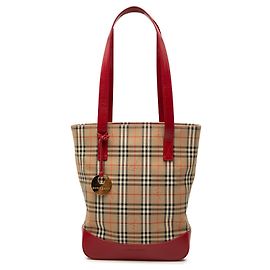 Burberry Beige Haymarket Check Canvas Tote