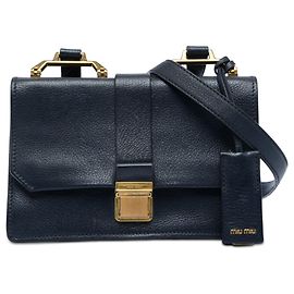 Miu Miu Blue Goatskin Madras Crossbody