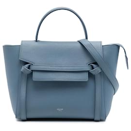 Céline Borsa Belt in pelle di vitello micro granulata blu Celine