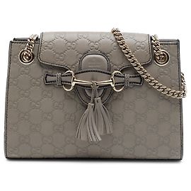 Borsa a Spalla Gucci Gray Small Guccissima Emily