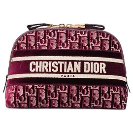 Pochette cosmetici in velluto ricamato Red Oblique di Dior