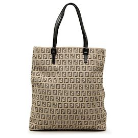 Fendi Zucchino Canvas Tote in Beige