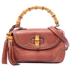 Borsa Gucci Red Medium in pelle New Bamboo