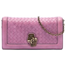 Borsa a tracolla Bottega Veneta Olimpia Knot in nappa Intrecciato rosa