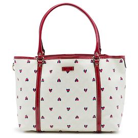 Gucci White Medium GG Supreme Hearts Joy Tote