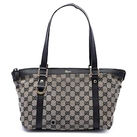 Tote Abbey in tela GG grigia con anello a D di Gucci