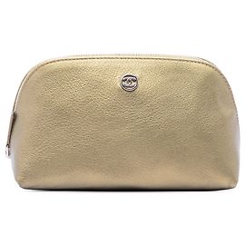 Pochette de cosméticos Chanel Gold CC en piel de becerro metalizada
