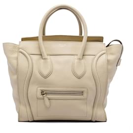 Céline Celine Beige Mini Drummed Calfskin Luggage Tote Tasche