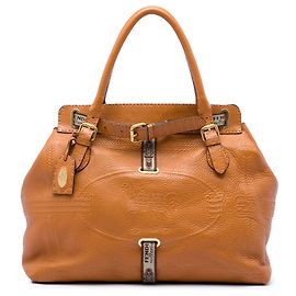 Tote Selleria Villa Borghese em couro marrom grande Fendi
