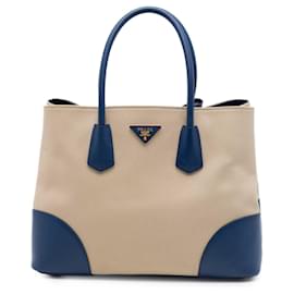 Borsa Doppia Prada Beige Large Canapa e Saffiano