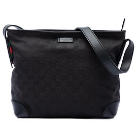 Borsa a tracolla Gucci Black GG Canvas Web