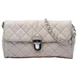 Prada Borsa a tracolla Impuntu in tessuto grigio con catena