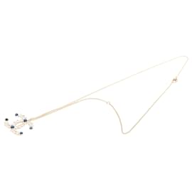 Collana con pendente Chanel Gold CC placcato oro con strass cabochon