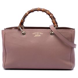 Borsa Gucci Pink Medium Calfskin Bamboo Shopper in pelle di vitello