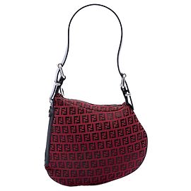 Borsa Fendi Zucchino Hobo in tela rossa e oyster