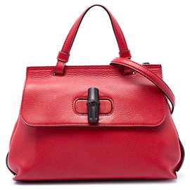 Bolso Gucci Red Small Calfskin Bamboo Daily