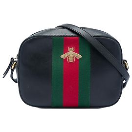 Borsa a tracolla Gucci Black Calfskin Web Webby Bee