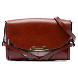 Borsa a tracolla Abbott in pelle marrone e tela House Check Burberry