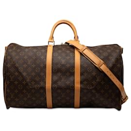 Louis Vuitton Marrone Monogram Keepall Bandouliere 55