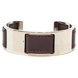 Bracelet jonc en cuir violet et argent Hermes - Hermès