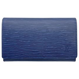 Cartera bi-fold en cuero Epi azul Louis Vuitton