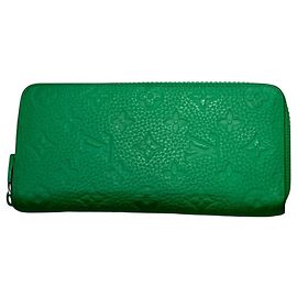 Cartera larga de cuero Louis Vuitton Green Cuir Ombre