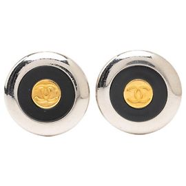 Chanel Coco Mark Vintage Round Clip Earrings