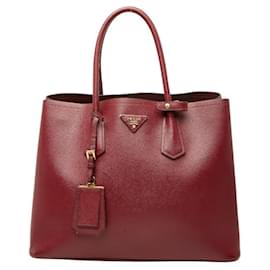 Borsa Tote Double Medium in Saffiano con Placca Logo Triangle Prada