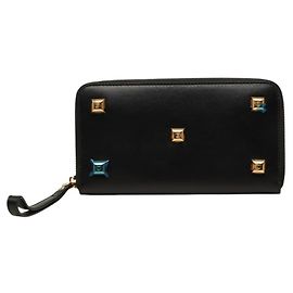 Cartera larga de cuero negro Salvatore Ferragamo