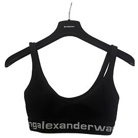Alexander Wang Top Sujetador Acanalado Logo - Negro